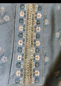 Elegant Blue Kurta with Embellishments