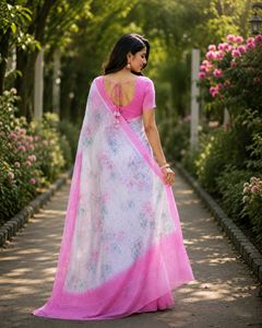 Soft Floral Printed Georgette Saree for Women