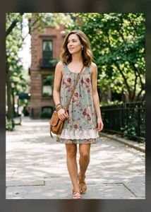 Boho Floral Print Ruffle Dress
