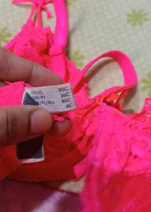 Hot Pink Lace Bra with Bows
