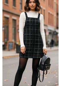 Cute Plaid Pinafore Dress