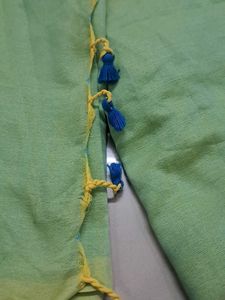 Light Green Tassel cotton saree