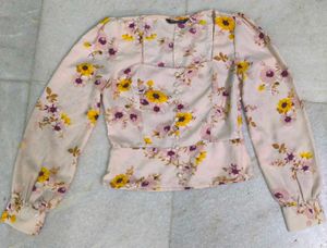 Floral Print Square Neck Top