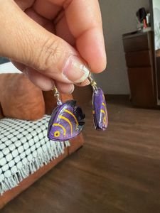 handmade paper mache Purple Fish Earrings