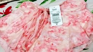 Pink Floral Strapless Tie Top