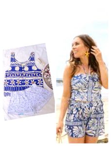 Blue Floral Romper Set
