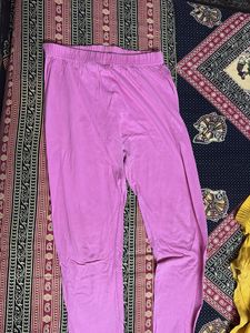 pink and yellow kurti leggings