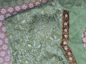 Elegant Mint Green Embroidered Gown