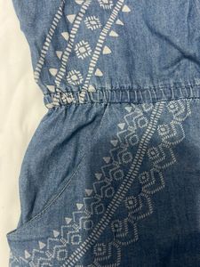 Blue Denim  Printed Romper