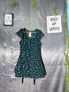 Cute Green Floral Print Dress