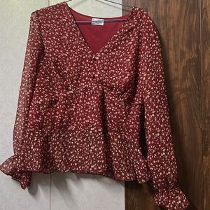 Chic Floral Print V-Neck Blouse