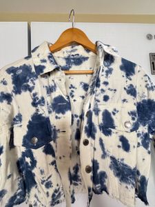 Oversized Tie-Dye Denim Cropped Jacket