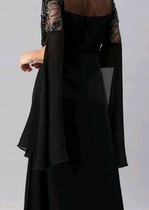 Midnight Elegance Black Embellished Cape Sleeve