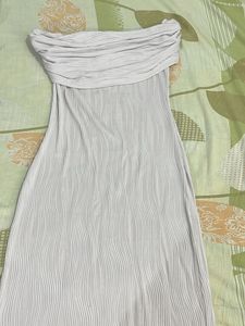 Strapless Textured Midi Dress