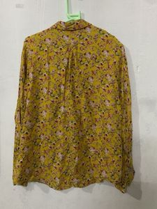 Yellow Floral Print Button-Up Shirt