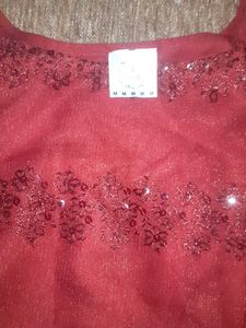 Maroon Ethnic Gown with Lace New Without Tag.
