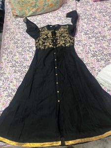 Elegant Black Kurta with Gold Embroidery
