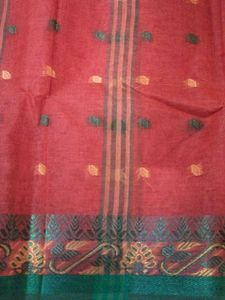 Orange &amp; Green Taant Cotton Saree