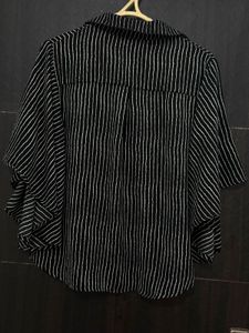 Black &amp; White Striped Loose Fit Top