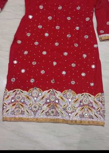 Red Embroidered Salwar Suit