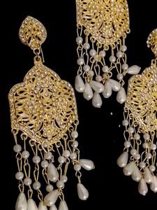 Exquisite Gold Pearl Maang Tikka &amp; Earring Set
