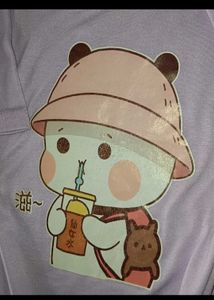 Cute Cartoon Graphic Print Purple T-Shirt