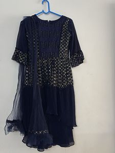 Elegant Navy Blue Girls' Kurta Set