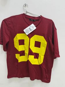 Shein Maroon Graphic T-Shirt with "99"
