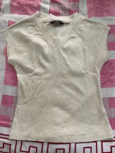 Cream V-Neck T-Shirt