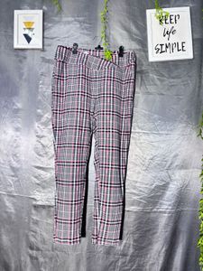 Plaid Print Stretch Pants