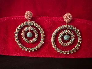 Beaded rhinestone Statement Earrings