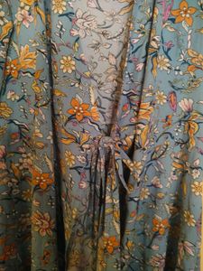 Blue Floral Print knot tie dress