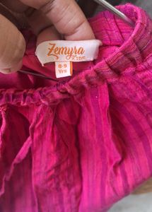 Zemyra Kids Pink Striped Dress
