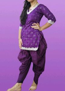 Vibrant Purple Kurta with Dhoti Pants