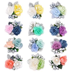 Sparkling Floral Hair Pins (Set of 12)