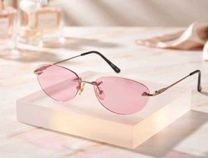 Retro Pink Rimless Sunglasses
