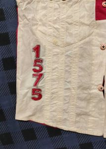 Sleeveless White &amp; Red Casual Shirt