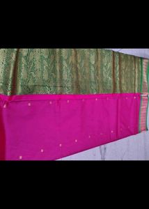 Elegant Pink &amp; Green Silk Saree(No bargaining)
