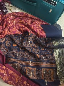 Beautiful Maroon &amp; Blue Saree