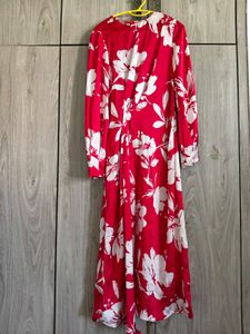 Vibrant Red Floral Maxi Dress from Zara.