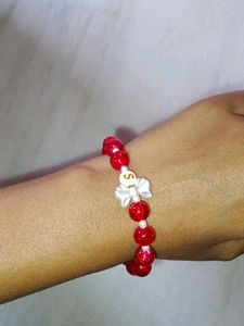 Charming Red Beaded Bracelet with Charm