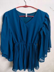 Stylish Blue Bell Sleeved Top
