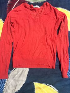 Cozy V-Neck Red Sweater