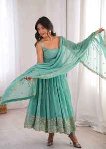 Elegant Teal Kurta Set with Dupatta