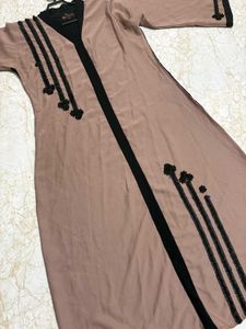 Elegant Abaya with Black Embellishments