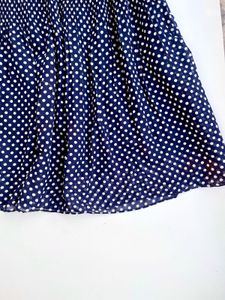 Navy blue Polka Dot Midi Skirt