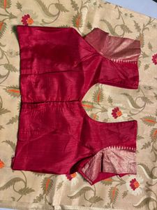 Elegant Gold Saree with Maroon Blouse