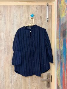 Chic Navy Blue Striped Tunic Top