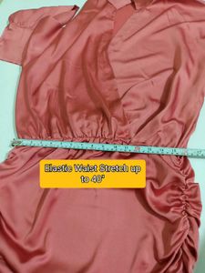 Plus Size Rose Pink Made In Italy Satin Wrap Dress