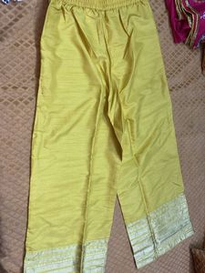 Yellow Silk Blend Trousers